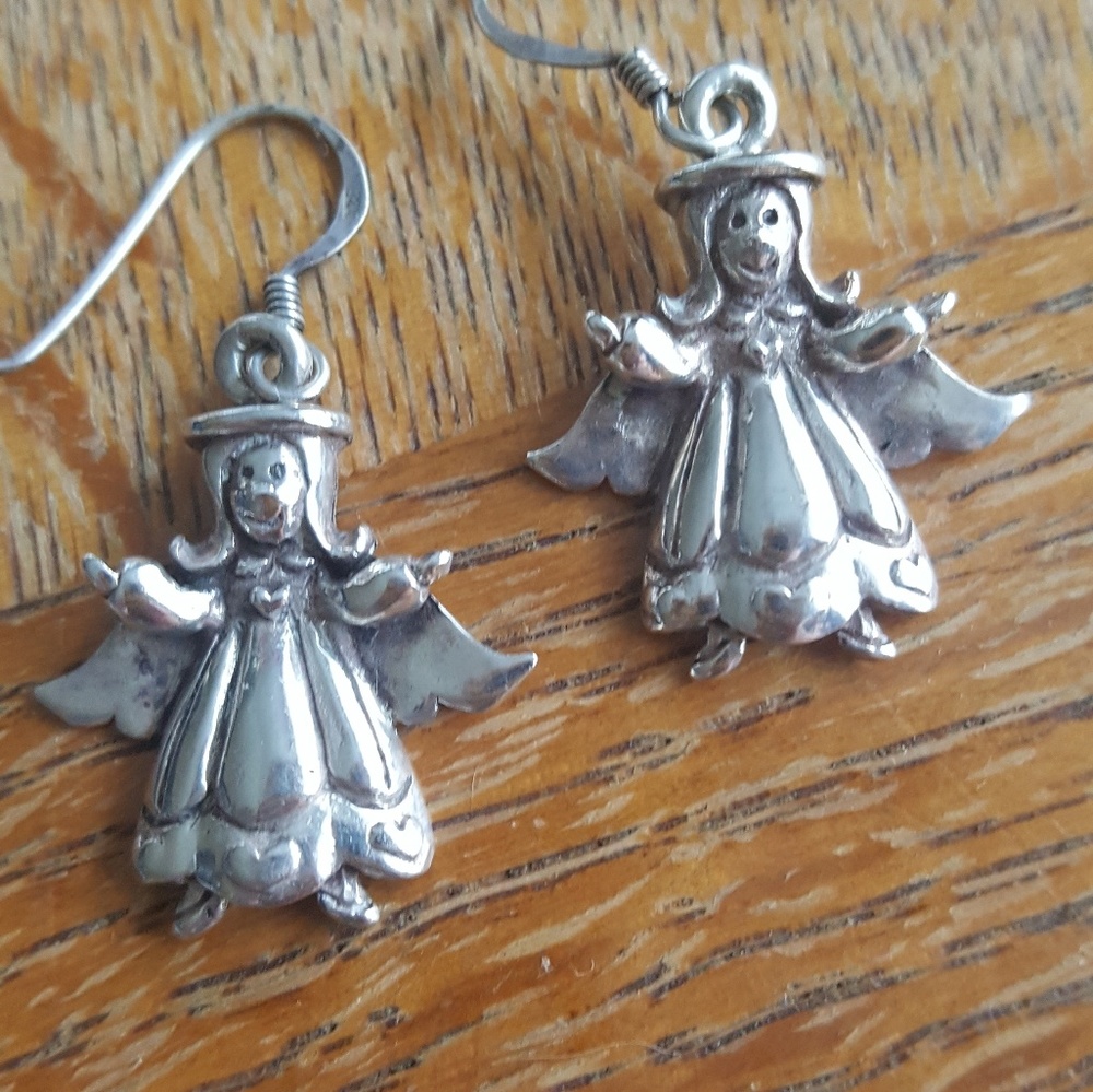 925 Sterling Silver Angel Earrings